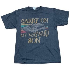 Men's‎ Medium Gray "Carry on My Wayward Sun" Vintage Car Graphic Music TShirt